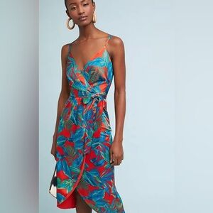 NWOT Anthropologie Nicole Miller NY Electric Floral Red Festival Dress